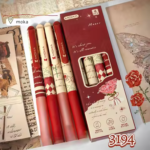 4pcs Retro Floral Gel Pens, 0.5mm Fine Point Black Ink | Quick-Dry, Smooth Writing Retractable Pens 