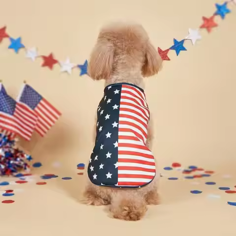 4th of July Dog Dress, Cute Dog Girl Clothes Memorial Day Dog Outfits Patriotic Independence Day Dog