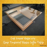 Coffee Table Tempered Glass Top Solid Oak Wood Unique Elegant Design  | Living and VIP Lounge Used | Meja Kopi