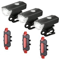 6pcs Bicycle LED Headlight + Taillight Set (Data Cable Color Randomly Shipped)