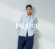 MUDEE เสื้อเชิ้ตลินินแขนยาว สีฟ้า