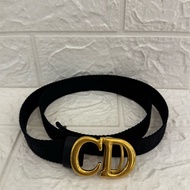 Dior黑織布復古金CD皮帶