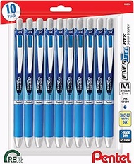 Pentel EnerGel RTX Retractable Premium Liquid Gel Pen, (0.7mm) Needle Tip, Ultra Smooth, Medium Line, Blue Ink 10 Pack