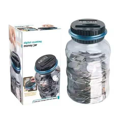 ABS Electronic Coin Bank 1.8L Large Capacity LCD Display Money Saving Box Coin Counting Digital Coin