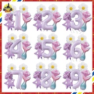 7pcs Mermaid Number Star Balloon Set Kid Birthday Party Photo Backdrop Decoration