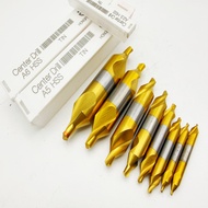 Titanium Plated Center Drill Set High Speed Steel Spiral Groove Coated Center Drill A1A1.5 A2A2.5 A3