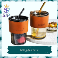 Aesthetic glass tumblr drinking bottle / aesthetic glass glass