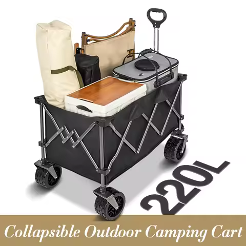 MOEYE Camping Trolley 220L Large Capacity Folding Wagon Cart Portable Outdoor Multifunction Adjustab