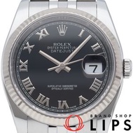 二手勞力士 Datejust 36 Jubilee 男士腕錶 116234（隨機款），附原廠錶盒和保固卡，18K 白金/不鏽鋼錶殼，黑色拋光，成色極佳。