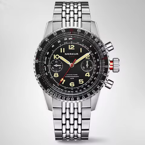 NEW MERKUR Pilot Handwinding Watch Vintage Inspired Mens chronograph watch For Mens Navitimer Airfor