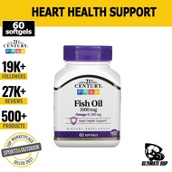 21st Century, Fish Oil, Heart Health Support, Omega 3, Dietary Supplement, Gluten Free, 1000 mg, 60-