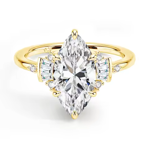 Luxury Marquise Engagement Ring 3ct 7*14mm Moissanite Lab Grown Diamond Jewelry For Woman With GRA C