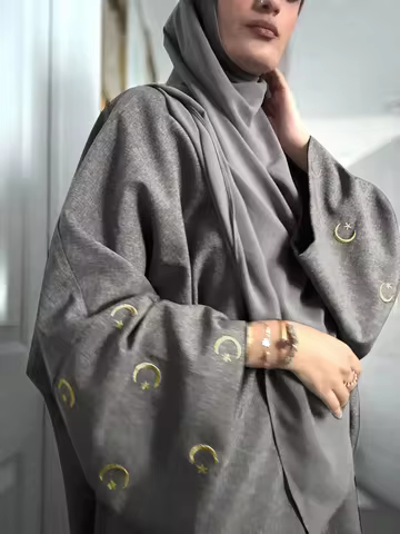 Islamic Muslim Luxury Fashion Dubai Middle East Ramadan Morocco Türkiye Dubai Moon Embroidery Elegan
