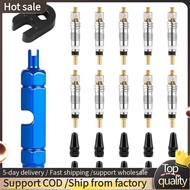10pcs Valve Core for Presta,Valve Core Bike Bicycle Replacement with 2 Valve Core Remover Tools&10 V