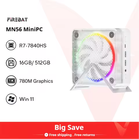 FIREBAT MN56 MINI PC AMD R7-7840/8745HS DDR5 16GB RAM 512GB SSD WIFI6 Colorful Desktop Office gamer 
