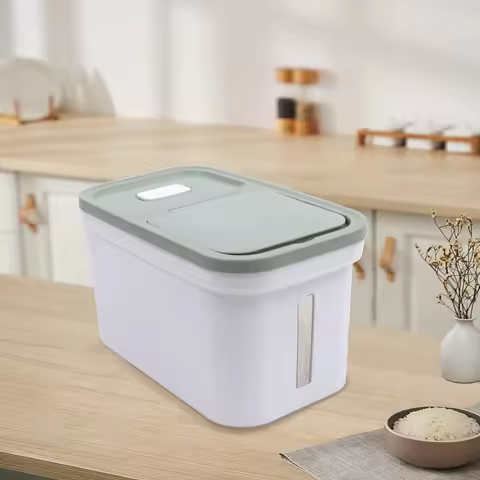 Airtight Rice Storage Container 22 Lbs Food-Grade PP Grain Dispenser with Measuring Cup for Rice Bea