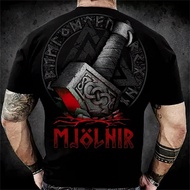 Retro Viking Tattoo Men's T-shirt, 3D Odin print clothing, crew neck, loose, short sleeve, casual, l