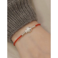 S999 Sterling Silver Small Fish Red String Bracelet Female Lucky Koi Shore Braided Bracelet Male Tra