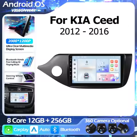 Android 16 QLED 2000*1200P For KIA Ceed CEED JD 2012-2016 GPS Navigation Multimedia Player Auto Wire