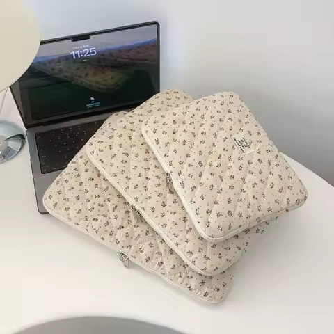 Laptop Sleeve for 11-15 Inch Laptop Tablet Puffy Quilted Floral Laptop Case Coquette Aesthetic Puffy