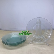 1 Lusin Piring Makan Kaca - Piring Makan Bahan Beling - Piring Kaca Soklin Besar - Piring Warteg - P