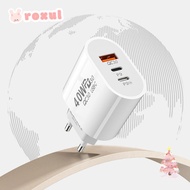 ROXUL Mobile Phone Charge Adapter, QC 3.0 Dual PD 40W USB C Charger,  Accessories USB C Fast Chargin
