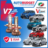 PERODUA V7 VLight Premium LED Car Headlight Myvi Alza Aruz Viva Ativa Kancil Axia Bezza H4 H7 H11 HB3 Lampu 55W 6000K