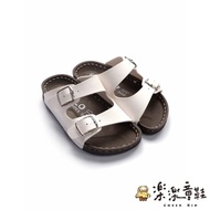 台灣製金扣雙帶拖鞋-白色