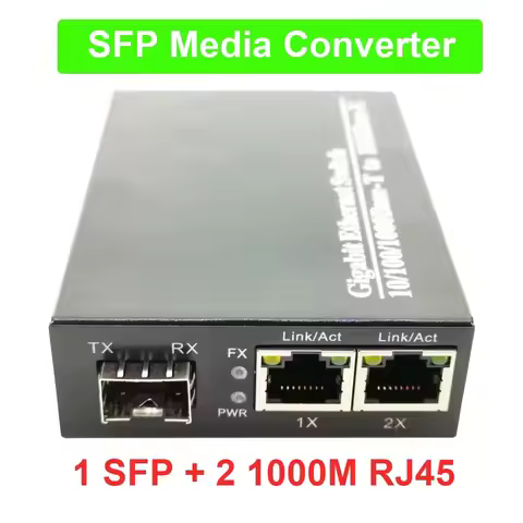 SFP Fiber Media Converter to RJ45 Gigabit Media Converter SFP 2 Port 1000M Ethernet Converter Transc