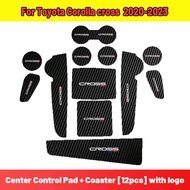 คุณภาพสูงสำหรับ Toyota Corolla Cross 2020 2021 2022 2023รถคาร์บอนไฟเบอร์ประตูภายในแผ่นวางตามช่องกันน