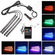 Car LED Strip Light,Uniwit 4 Pieces DC 12V 72 LED Multicolor Car Interior Music Light LED Underdash 