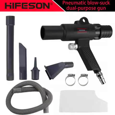 HIFESON Dual Function Air Vacuum Blow Gun Air Blowing Gun Kit Pneumatic Vacuum Cleaner Kit Air Blow 