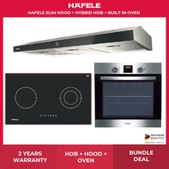 Hafele 90CM Slim Hood + 75cm Hybrid Hob (Induction + Radiant) + Built In Oven (538.86.109)