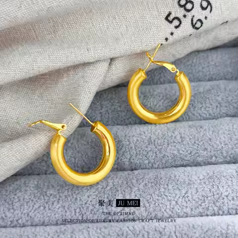 Luxury 24K 9999 Pure Gold real gold Women's Vintage Gladiose Earrings