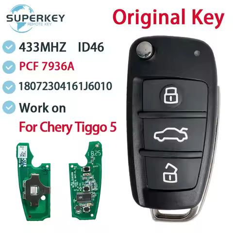 Original OEM For Chery Tiggo 5 Flip Remote Key 434Mhz ASK ID46 PCF7936A HITAG2 7936 Chip 3 Buttons 1