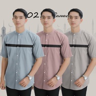 Koko Kurta Shirt Baju Raya 2025 Malaysia Ramadan Muslim Batik Stand Collar Short Sleeve Shirt Men's 