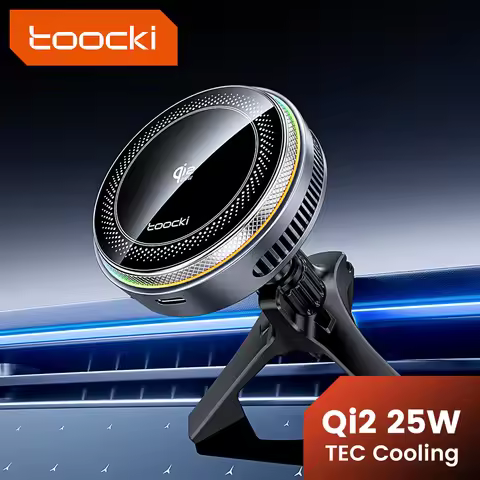 Toocki Qi2.2 25W Car Wireless Charger Phone Holder Stand TEC Cooling for iPhone 17 16 15 Pro Max Sma