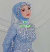 Slayer selendang pengantin Mutiara jilbab veil sunting pelaminan mua wedding aksesoris fashion muslimah Hijab manten kerudung berkualtas terbaru bride untuk gaun wedding pengantin fashion ibu besan dan tunangan nikahan souvenir LN SULAM COLLECTION