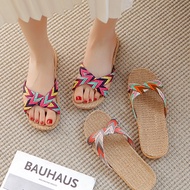 [SG SELLER] Home Slippers Flax Women Indoor Slipper Breathable Bedroom Slippers