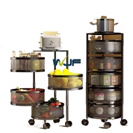 ¤♗WJF 3 4 5Layer Rotatable Kitchen Utility Trolley Cart Shelf Storage Rack Organizer With Wheels