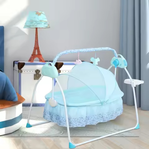 0-18 MonthsInfant Bed Auto Swing with Music, 25KG/55LBS Capacity, Electric Baby Crib Cradle, Foldabl
