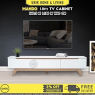 [UNIK] Mando 1.8m TV Hall Cabinet Console Media Unit | Kabinet Almari Rak TV 6 Kaki Ruang Tamu
