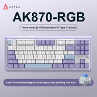 DEFIO Ajazz AK870 RGB แป้นพิมพ์เชิงกลสำหรับเล่นเกมสลับร้อนแบบมีสาย/บลูทูธ/2.4แป้นพิมพ์ไร้สายกิกะเฮิร