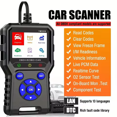 Code Reader YM509 OBD2 Scanner Car Diagnostic Tool Multi-Language Live Data OBDII Mechanic Scanner C