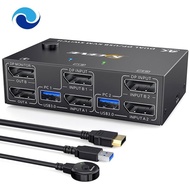 KCEVE KVM Switch Dual Monitor DisplayPort Replacement Spare Parts 4 USB3.0 for 2 Computers, 2 in 2 O