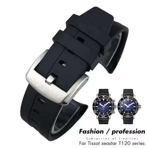 for Tissot T120 Seastar T120417 407 Waterproof Soft Sport Diving Watch Strap 21mm 22mm Rubber Silico