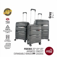 SAMEL 3 IN 1 SET FGD 383 JAPANESES CONCEPT EXPANDABLE ANTI THEFT ZIPPER PP LUGGAGE 20" 24" 28"
