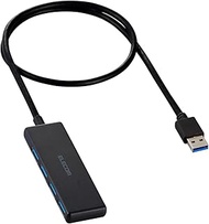 Elecom U3H-H043BK/E USB Hub, USB-A Connection, USB 3.2 (Gen1), 5 Gbps, 4 Ports, Bus Power, 23.6 inch