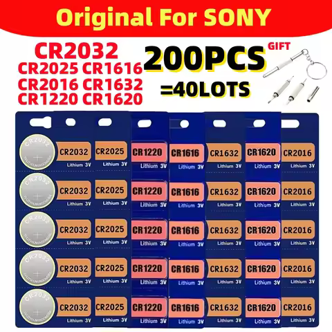 200pcs For Sony CR2025 cr2016 cr2032 CR1632 CR1616 CR1620 CR1220 Button Cell Watch battery cr 2032 c