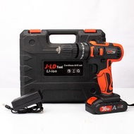 JLD 36vf Mesin Bor Baterai Tangan Cordless Drill impek baterai komplit 10mm bor beton/kayu/dinding/t